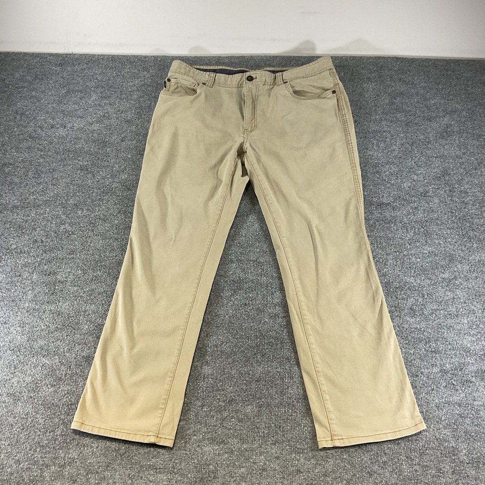 GH Bass & Co Mens 36x32 Khaki Casual Pants Straight Fit Cotton Stretch Chinos